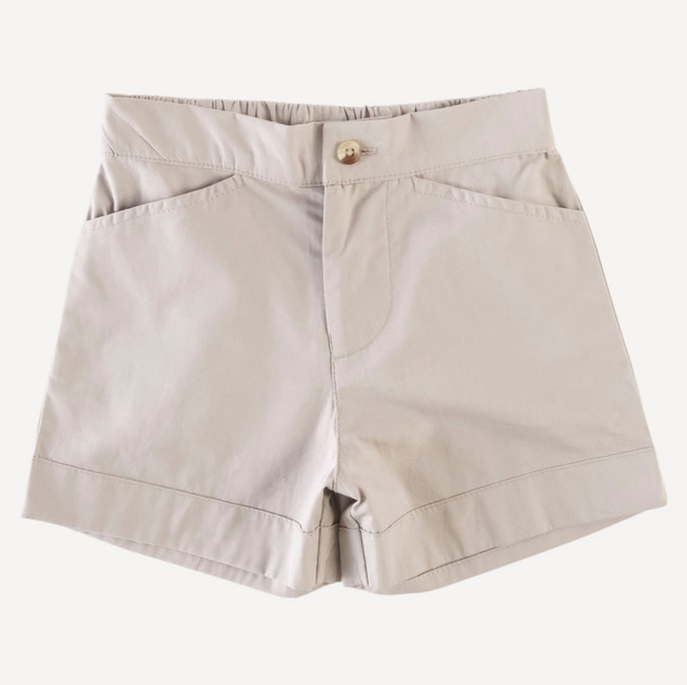 NWT 6Y Kate Quinn CUFFED POCKET SHORT DOVE COTTON WOVEN Gray Grey Moon D…